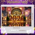 thumbnail image 2 of Golden Theme Happy New Year Banner Fireworks Design 2026 New Year Banner Clock Pattern Champagne New Year Celebration Banner for New Year Party New Year's Eve Celebration Home Decoration, 2 of 9