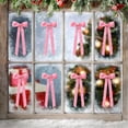 thumbnail image 3 of Bewildely 12 lazos de terciopelo rojo de felpa para árbol de Navidad. 12 adornos para un hogar elegante. Lazos para árbol de Navidad Kits de decoración para fiestas caqui, 3 of 6