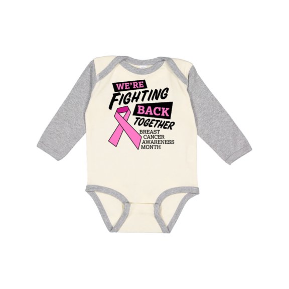 Inktastic We're Fighting Back Together- Breast Cancer Awareness Month Boys or Girls Long Sleeve Baby Bodysuit