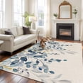 thumbnail image 2 of Area Rug for Living Room, Navy Blue Eucalyptus Non-Slip Indoor Large Carpet for Bedroom/Dining Room, Farmhouse Weeping Leaves Linen Washable Low-Profile Rectangle Floor Runner Rugs - 5 x 8 Ft, 2 of 8
