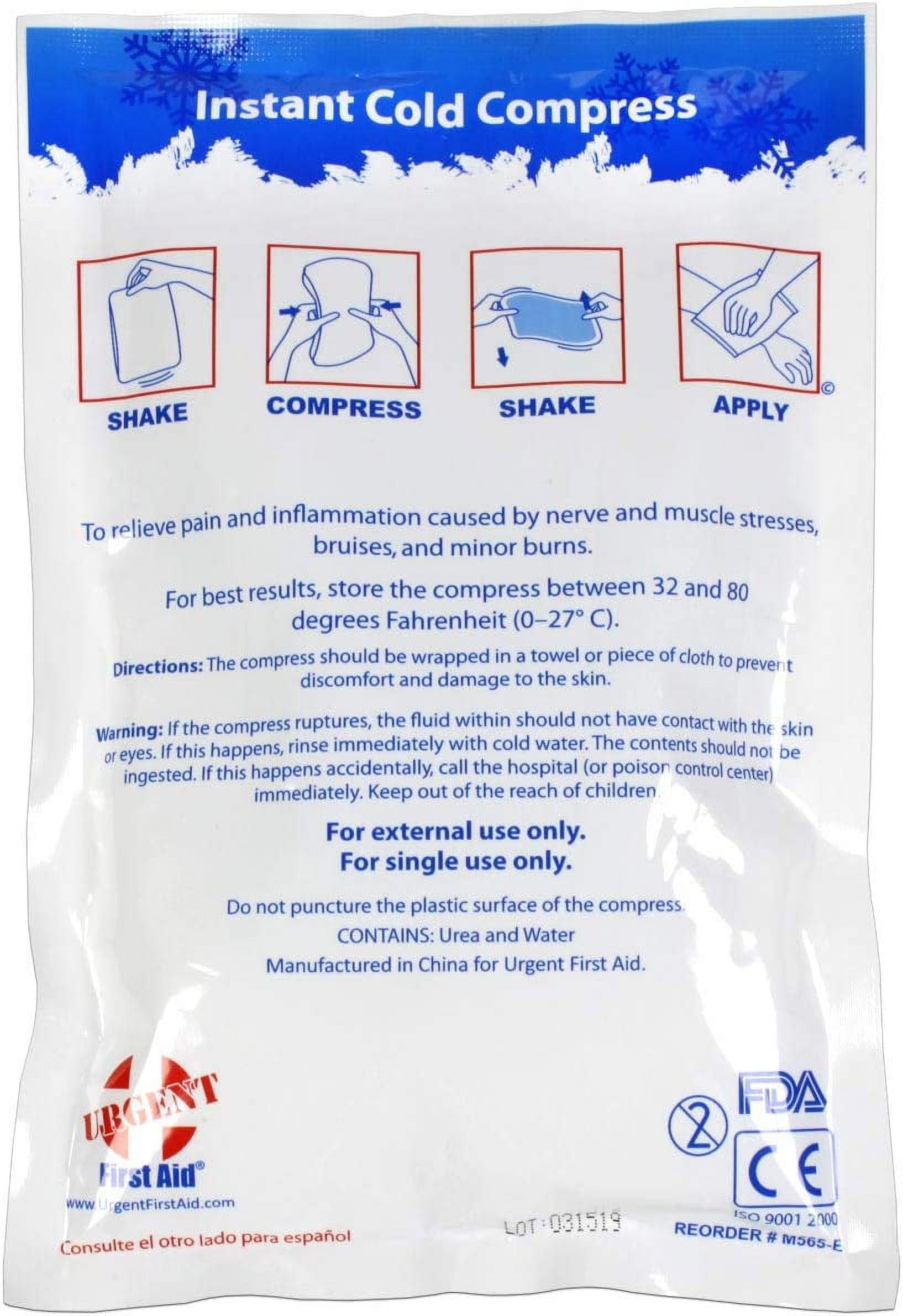 Case of 50 Large Instant Cold Packs, 6" x 9" - Disposable Cold Compresses - No pre-chilling required for quick, effective first aid treatment & relief of aches, pains, bumps & bruises