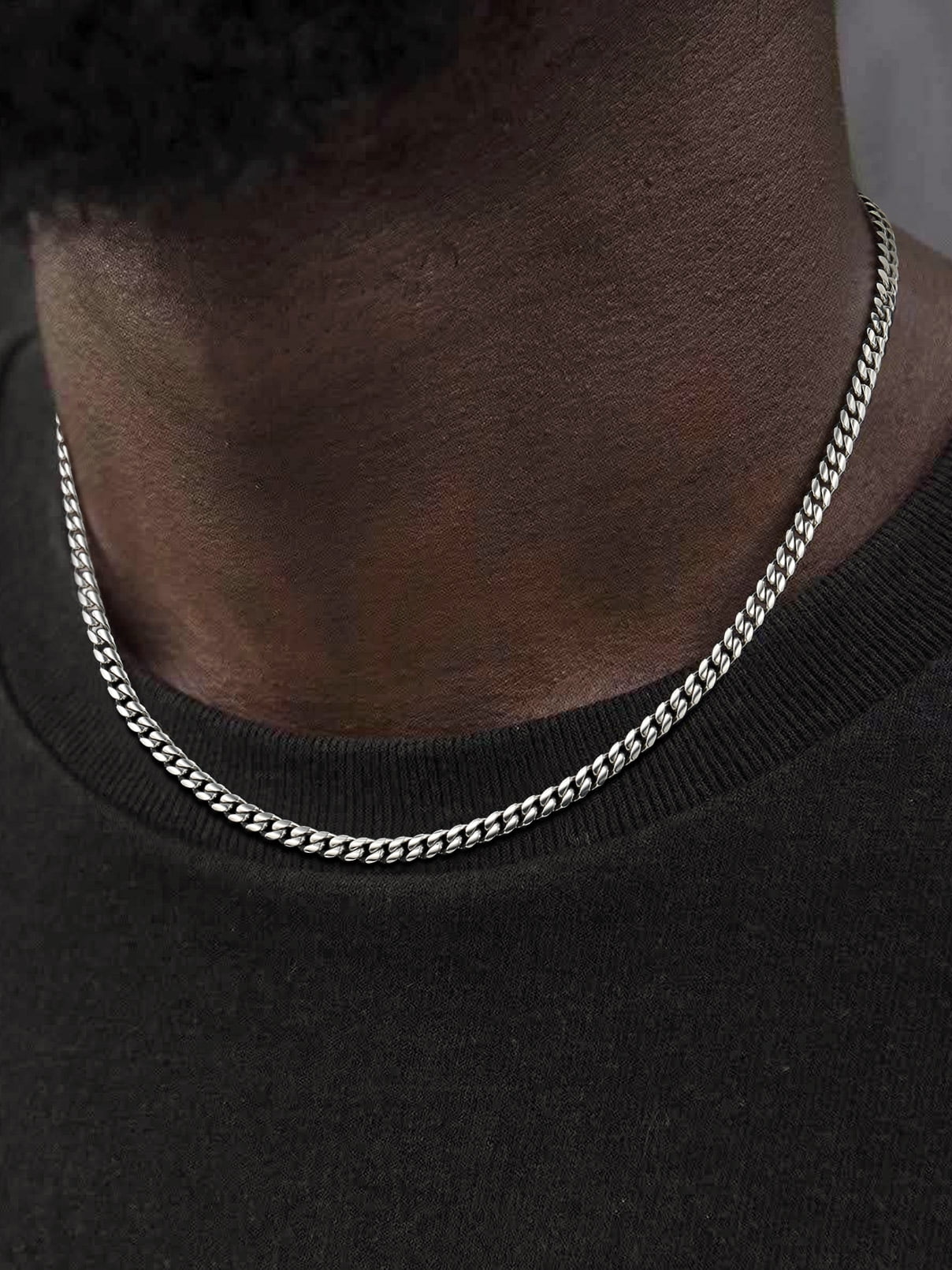 FaithHeart Chunky Miami Cuban Link Chain Necklace for Men Stainless Steel Hip Hop Chains Necklaces 6mm Width 20 Inches Length Jewelry Gift for Father Brother Birthday Christmas