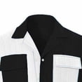 thumbnail image 6 of Kakii Men's 2 Piece Casual Beach Outfit Set - Color - Block Short Sleeve Buttoned Collar Shirt with 2 Pockets & Elastic Waist Breathable Shorts, Lightweight Summer Vacation Wear, 6 of 6