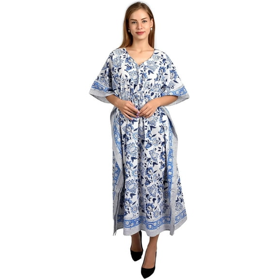 Fabric VenueHand Block Printed Cotton Summer Caftan Dress
