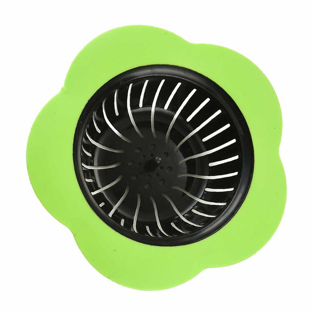 Flower Silicone Sink Strainer Waste Plug Floor Drain Filter Hair Catcher Tool LS 