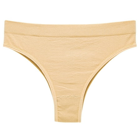 Annhoo Thong for Women Low Waist Knitted Bikini Panties Comfort Breathable Yoga Shorts Ladies G-String Underwear