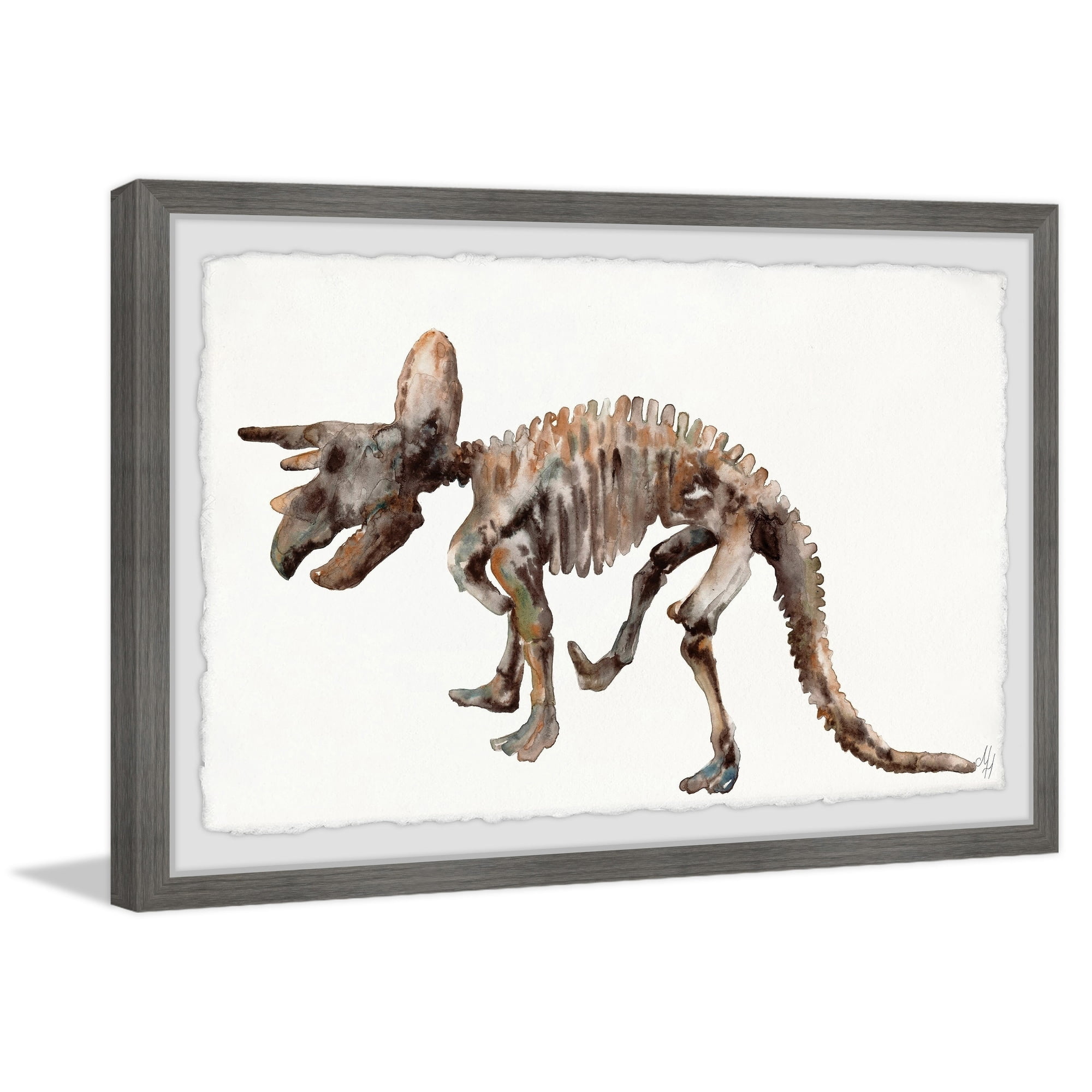 Marmont Hill Triceratops Skeleton Framed Wall Art, 18.00" x 1.50"