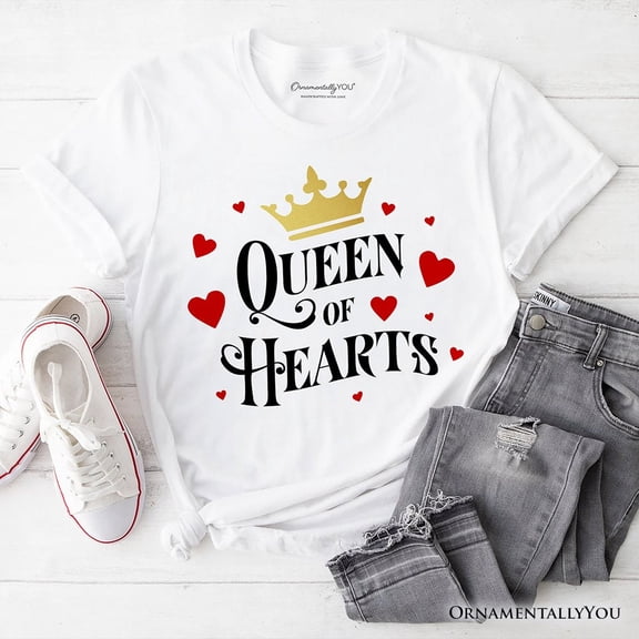 Queen of Hearts Crown T-Shirt, Royal Retro Valentine Tee