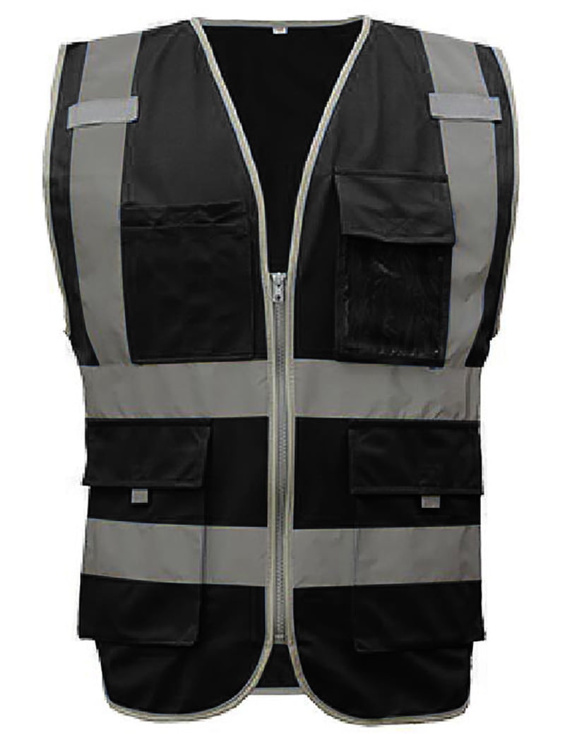 first responder REFLECTIVE design black EMT safety vest High Visibility vest 