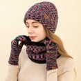 thumbnail image 5 of Scarf Touch Screen Gloves Large Hat Scarf Gloves Set Thick Knit Skull Cap, 5 of 5