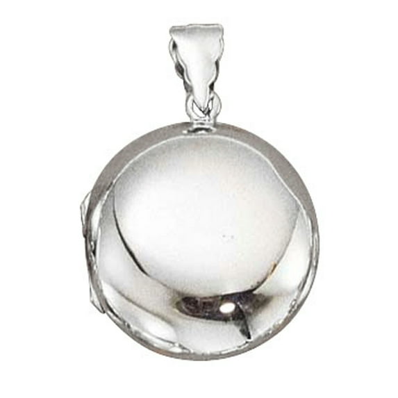 Sterling Silver 30" 1mm Box Chain Puffy Round Two Picture Locket Pendant Necklace