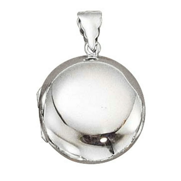 Sterling Silver 16" .8mm Box Chain Puffy Round Two Picture Locket Pendant Necklace