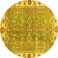 thumbnail image 1 of Ahgly Company Machine Washable Indoor Round Oriental Yellow Traditional Area Rugs, 5' Round, 1 of 4