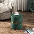 thumbnail image 2 of DUHOME Modern Round Velvet Ottoman Footrest Vanity Stool Bronzed Fabrics Padded Stool for Living Room, Bedroom Dark Green, 2 of 7