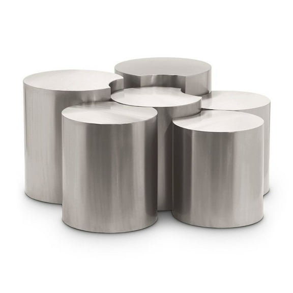 Meridian Furniture Dimple 6 Piece Silver Iron Metal Coffee Table