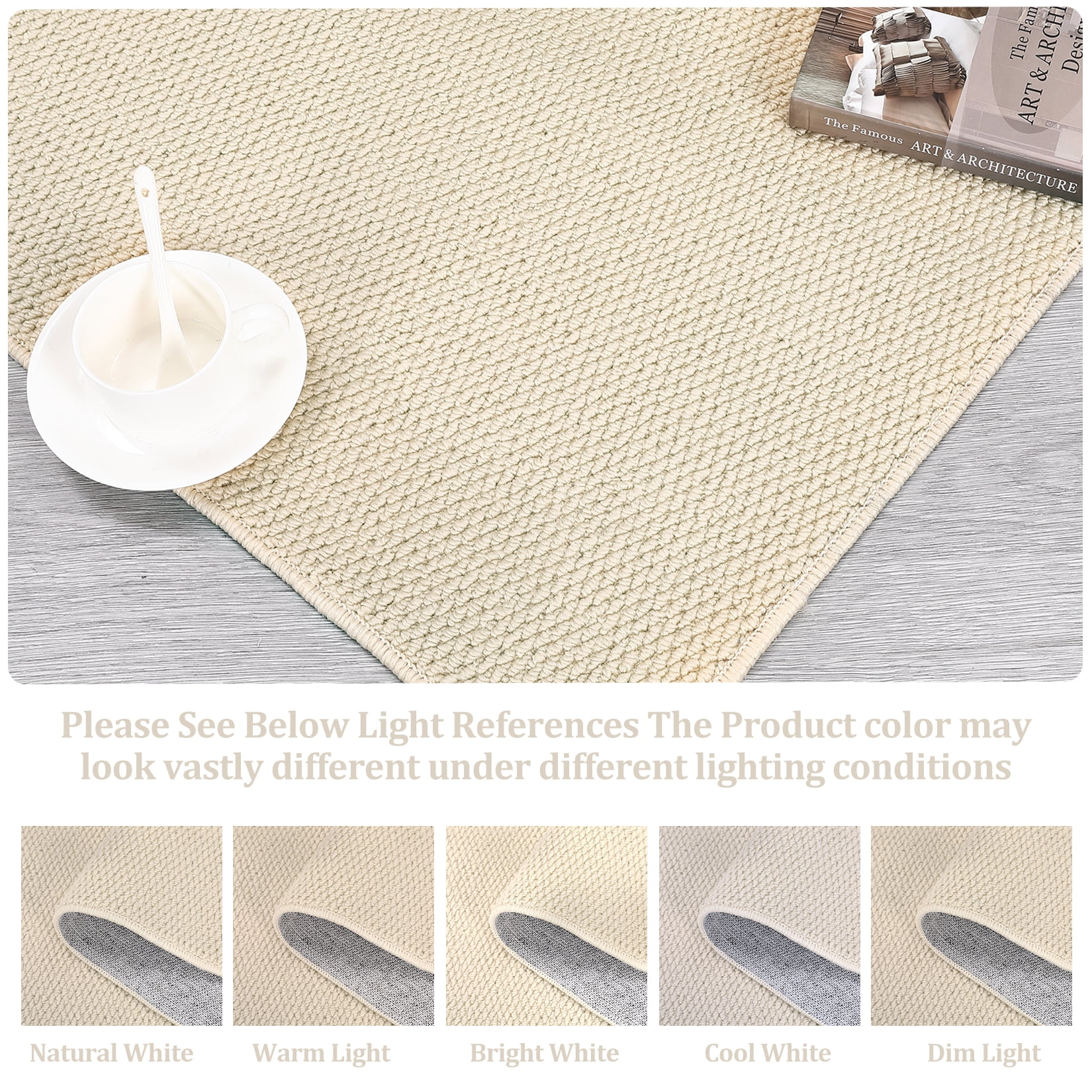 FairOnly 8'x10' Textured Modern Area Rugs for Living Room Washable Stain-Resistant Rugs for Kitchen Dining Room Non Shedding Neutral Beige Carpet