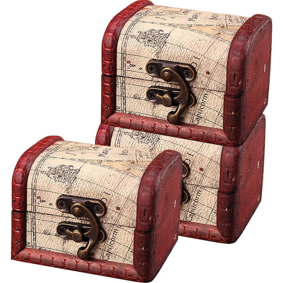 NICEXMAS Nicexmas 3Pcs Wooden Jewelry Storage Box Multicolor Vintage Style for Storage Use