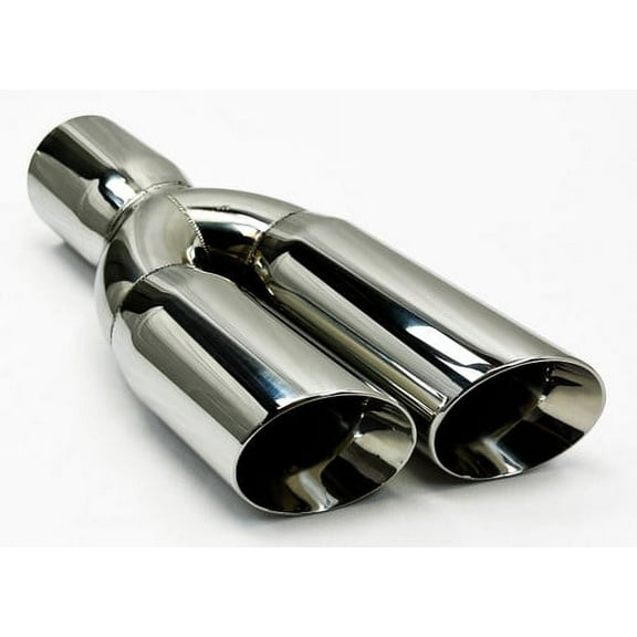 Exhaust Tip 2.50" Inlet 3.00" Outlet 13.00" long WDWDRS30013-250-HP-SS Dual Round Slant Polished 304 Stainless Wesdon Exhaust Tip