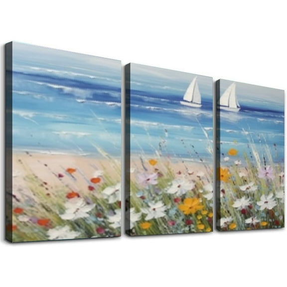 Shadudu Flowers Canvas Wall Decor Set for Living Room Bedroom Home Office - 3-Piece Triptych Canvas Prints Wall Art - 12x16 Inches Each 12"x16"x3pcs