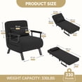 thumbnail image 5 of Daluvenix 4 in 1 Convertible Sofa Bed Sleeper Chair with a Pillow, 5 Position Modern Single Person Chaise Lounge Couch , Linen Folding Bed for Living Room Office, Black, 5 of 9