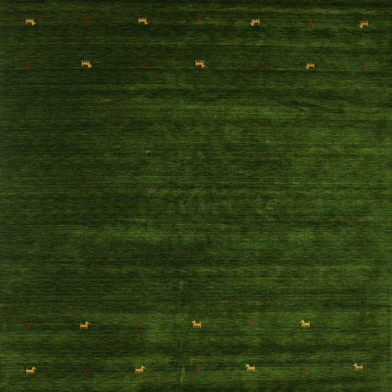 Ahgly Company Indoor Square Contemporary Dark Forest Green Abstract Area Rugs, 5' Square