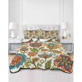 thumbnail image 2 of Quilts Twin-XL Size Bedding Set, Paisley Boho Floral Lightweight Quilted Comforter, Vintage Flowers Botanical Soft Reversible Bedspread Coverlet with Pillow Covers for All Season, 68" x 98", 2 of 7