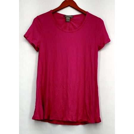 Kate & Mallory Top M Short Sleeve Cut Out Tie Back & Hi Lo Bright Pink