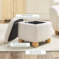 thumbnail image 4 of Walker Edison Contemporary Bouclé Easy Assembly Small Storage Ottoman, Ivory, 4 of 15