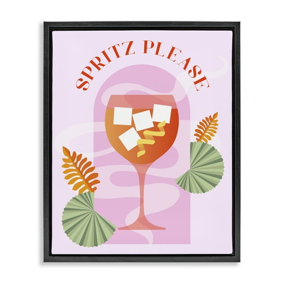 Stupell Industries Spritz Please Cocktail Food & Beverage Painting Black Floater Framed Canvas Art Print Wall Art, 17 x 21