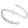 thumbnail image 1 of 925 Sterling Silver Solid Italian Large Sideways Cross Bracelet 5mm, 1 of 1