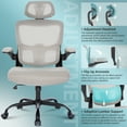 thumbnail image 6 of Hramk Ergonomic Mesh Office Desk Chair with Flip up Armrests, Adjustable Lumbar Support,Gray, 6 of 7