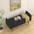 thumbnail image 3 of Tcbosik Bench with Storage, Teddy Velvet Fabric Upholstered Ottoman, 46 inch Footrest for Bedroom, Living Room, Hallway, Black, 3 of 8
