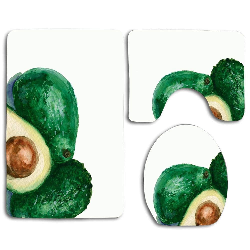 CHAPLLE Cute Green Avocado 3 Piece Bathroom Rugs Set Bath Rug Contour ...