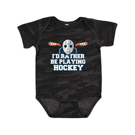 

Inktastic I d Rather Be Playing Hockey Gift Baby Boy or Baby Girl Bodysuit