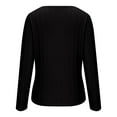 thumbnail image 5 of AXXD Women Tops Trendy Black Basic Summer 2024 Solid Color V-neck Long Sleeve Casual Knit Top Blouse, 5 of 6