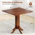 thumbnail image 3 of Costway Table à Manger Carrée avec Base Piédestal 33 Pouces Table de Cuisine en Bois pour 2-4 Personnes, 3 of 10