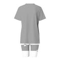 thumbnail image 3 of GERsome Womens 2 Piece Short Sleeve Tops and Biker Shorts Outfits Solid Color V Neck Workout Tracksuits S-3XL, 3 of 5