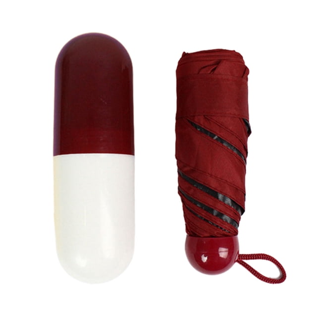 Naiovety Manténgase seco con estilo Paraguas plegable para todo clima con protección Materiales duraderos Paraguas de bolsillo Suministros de limpieza para el hogar Vino rojo Con caja de embalaje