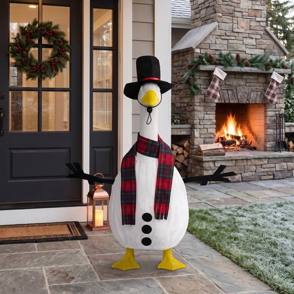 Christmas Goose Statue Clothing Set Winter Holiday Apparel for 23 Inch Garden Goose Patio Lawn Outdoor Decor