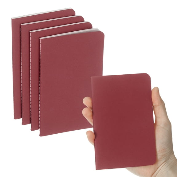 4 Pack A6 Notebook, A6 Journal Mini Notebook Pocket Kraft Memo Notepads Lined Sketchbook Small 3.5x5.5 Inch 30 Sheets for Men Women Office Supplies Purse Travelers, Wine Red