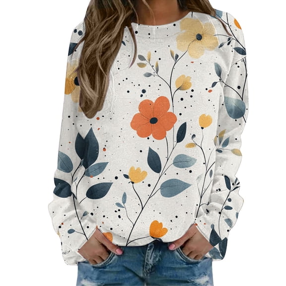 NMMUED Fall Outfits for Women, Going Out Tops for Women, Long Sleeve Graphic Tees for Women, Womens Fall Tops, Womens Tops Casual, White 3 XXL