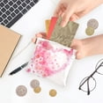 thumbnail image 5 of PU Leather Coin Purse Wallet Compact Water-Resistant Card Cases Money Organizers Floral Heart with Pink Glitter, 5 of 7