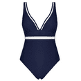 thumbnail image 4 of Hilor Women's One Piece Swimsuit Plunge V Neck Monokini Sexy Low Back Mesh Swimwear Bathing Suits, 4 of 8