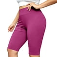 thumbnail image 2 of Bloomae Plus Size High Waisted Biker Shorts for Women-Basic Solid Color Tummy Control Fitness Athletic Workout Running Yoga Gym Shorts, 2 of 10