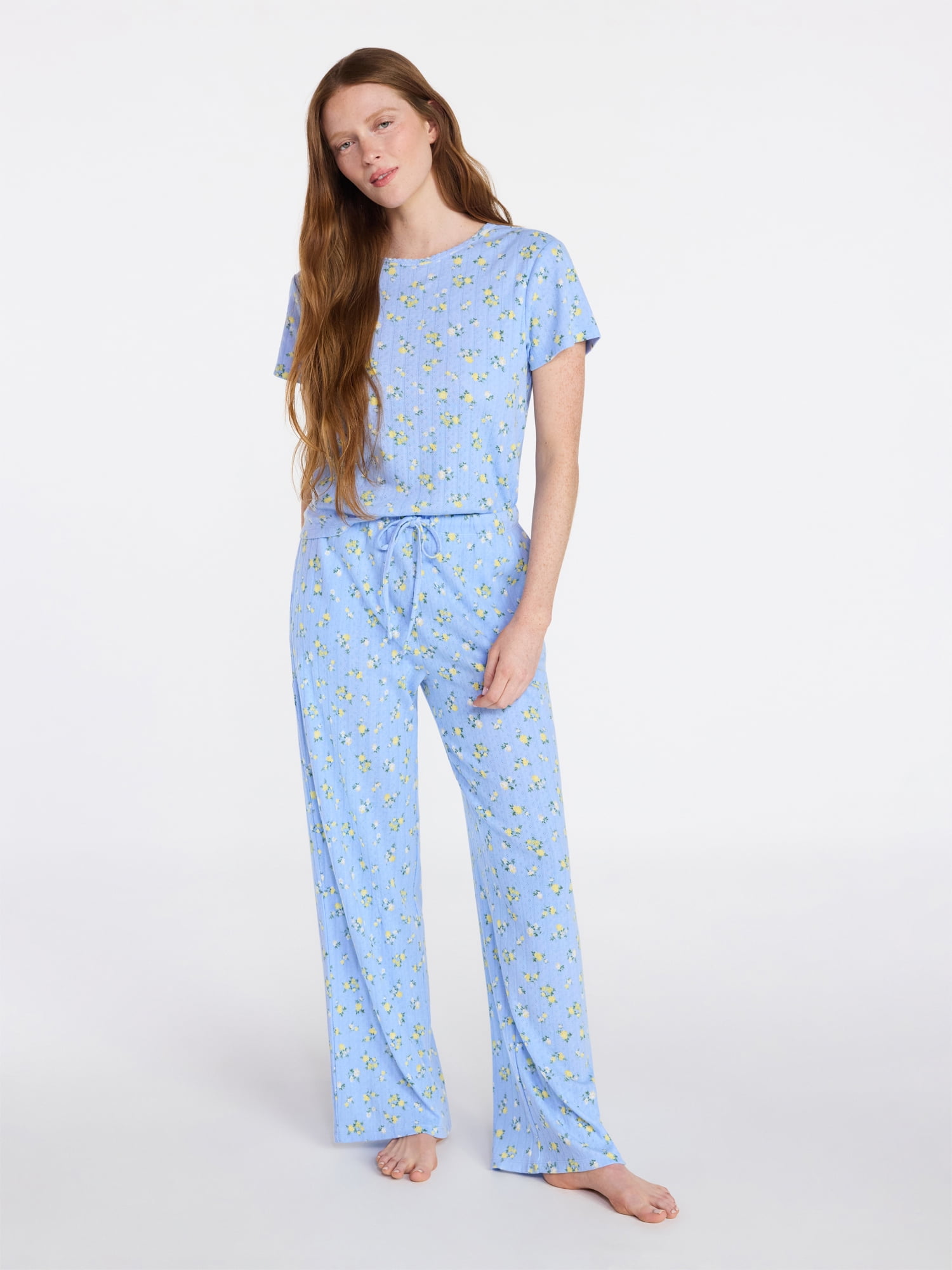 Joyspun Women’s Pointelle Knit Sleepwear Pants, 30'' Inseam, Sizes XS-3X