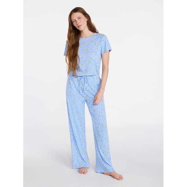 Joyspun Women's Pointelle Knit Sleepwear Pants, 30'' Inseam, Sizes