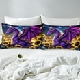 thumbnail image 4 of Dragon Queen Size Sheet Sets 4pcs, 3D Sunflower Safari Printed Bed Sheets Set For Bedroom, Galaxy Wildlife Soft Luxury Bedding Set, Yellow Purple Stars Animals Teens Bed Set, 4 of 5