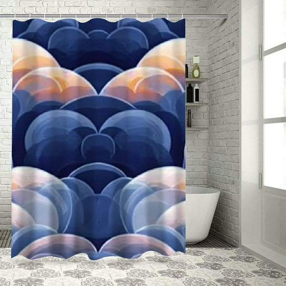 SHERONV Circles Abstract Generative Art Shower Curtain With Hooks for Bathroom Home Decoration 36"x72