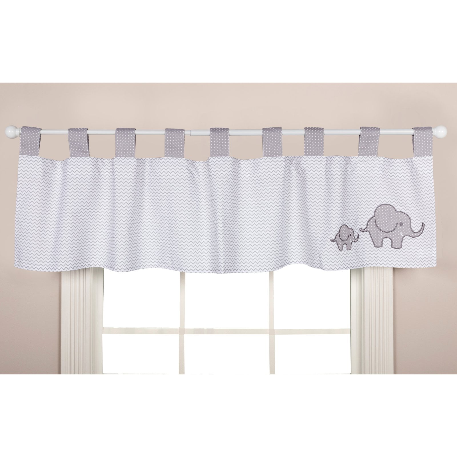 Safari Gray and White Elephant with Chevron Window Valance by Trend Lab