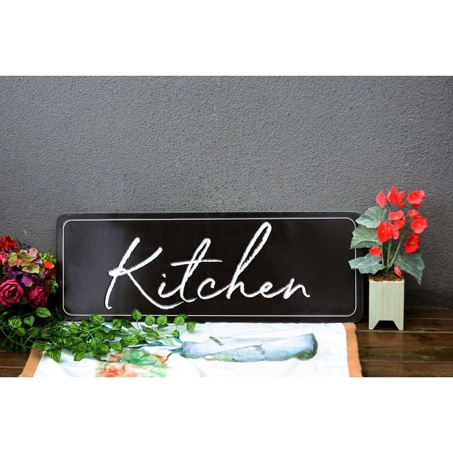 Parisloft Panneau Mural de Cuisine en Métal Embossé, Décoration Moderne pour la Maison (Noir)